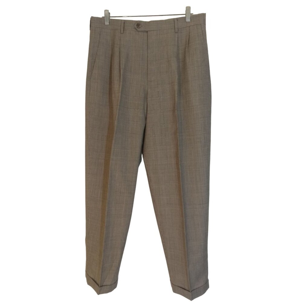 Claiborne Trousser Slack Pants Mens Size 34/30 Gray WPL386 Cuffed Bottom Pleated